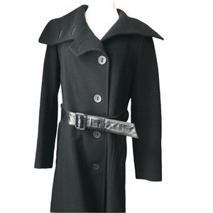 Mackage Black Belted Wide Lapel Wool Winter Coat
